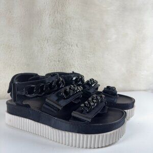 Kendall + Kylie Black Platform Sandals With Chain Detail